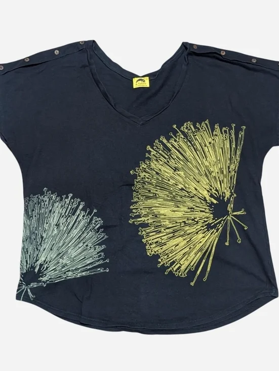 Kealopiko top shirt Size L ohia Lehua Floral Flowers Hawaii All Aloha - Picture 1 of 5